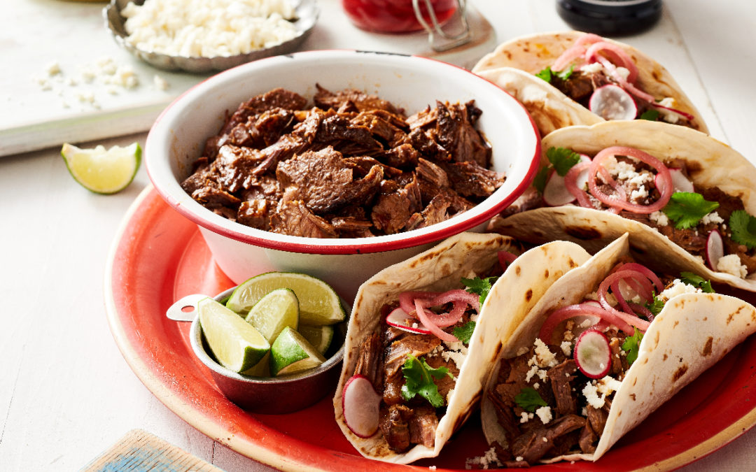 Brisket Tacos with Pickled Red Onions