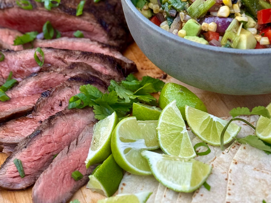 Grilled Flank Steak with Poblano and Corn Salsa