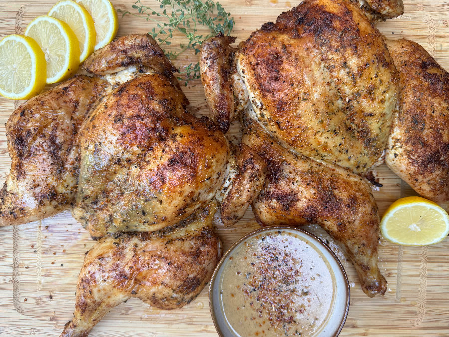 Spatchcocked Perfect Chicken with Lemony Pan Gravy